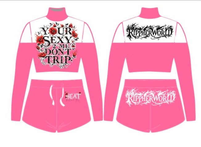 Blossom Pink Rippherworld Crop Top Set
