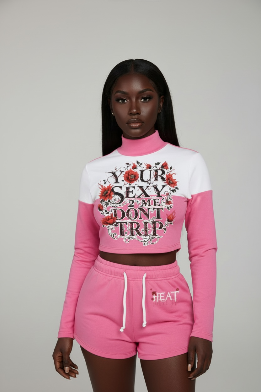 Blossom Pink Rippherworld Crop Top Set