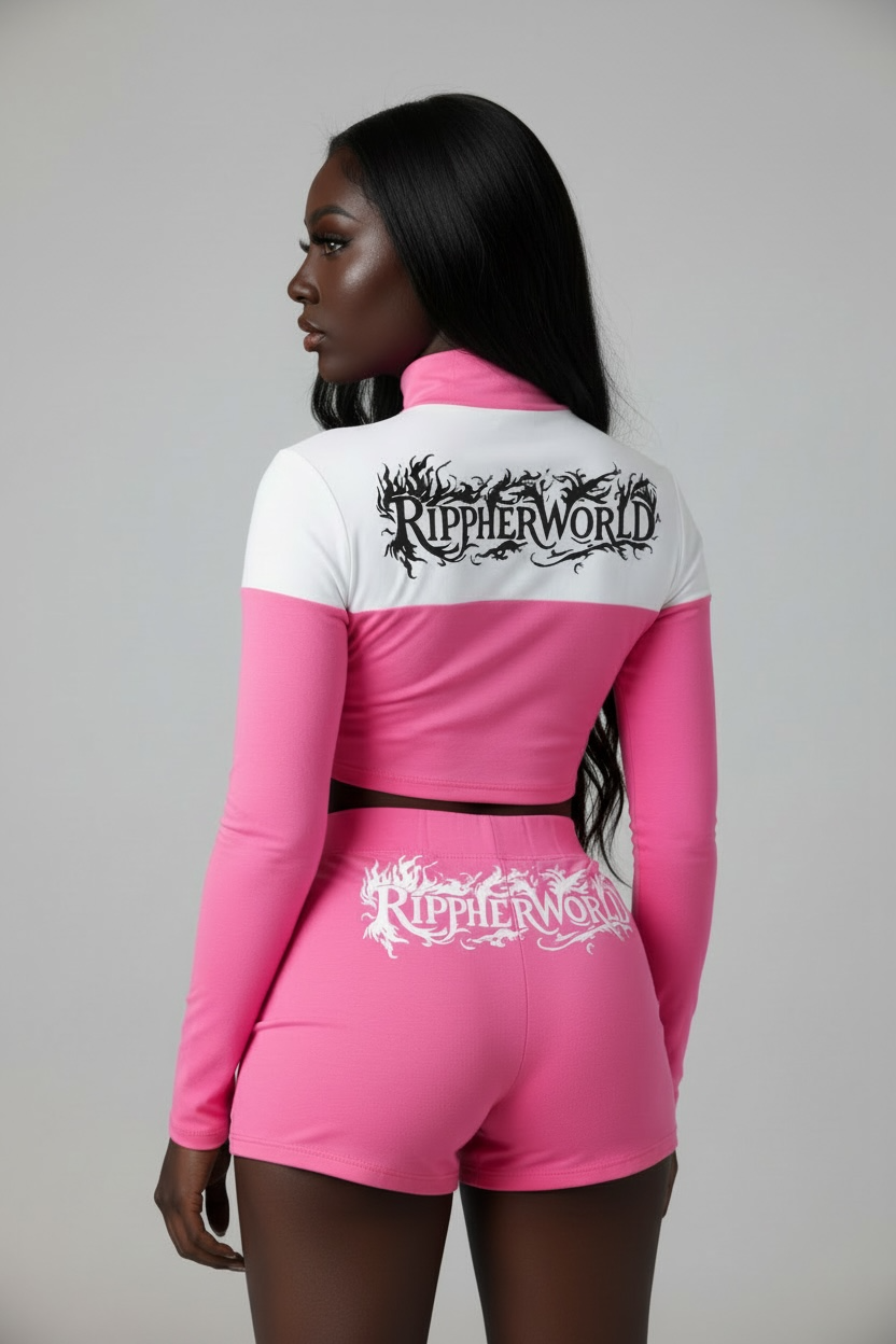 Blossom Pink Rippherworld Crop Top Set