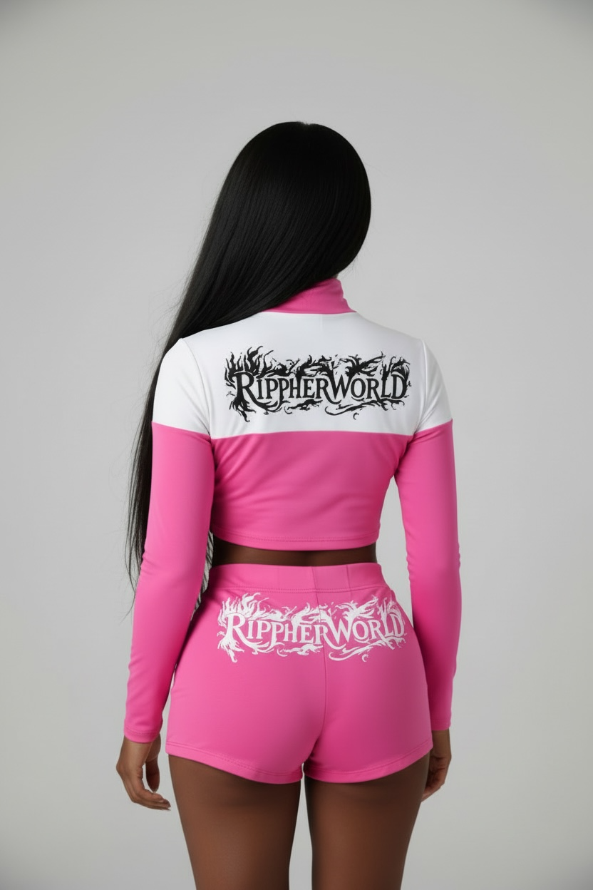 Blossom Pink Rippherworld Crop Top Set