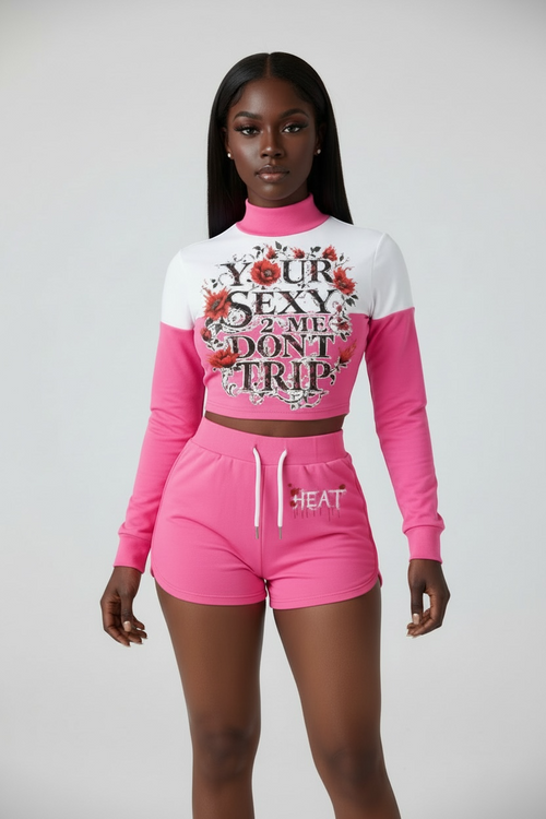 Blossom Pink Rippherworld Crop Top Set